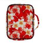 Red Hibiscus Plumeria Pattern Print Front Pocket Bible Bag
