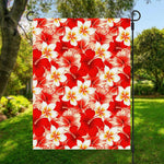 Red Hibiscus Plumeria Pattern Print Garden Flag