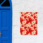 Red Hibiscus Plumeria Pattern Print Garden Flag