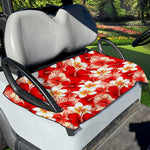 Red Hibiscus Plumeria Pattern Print Golf Cart Seat Cover