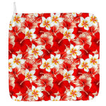 Red Hibiscus Plumeria Pattern Print Hand Towel