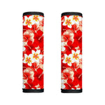 Red Hibiscus Plumeria Pattern Print Handle Covers