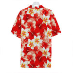 Red Hibiscus Plumeria Pattern Print Hawaiian Shirt