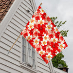 Red Hibiscus Plumeria Pattern Print House Flag
