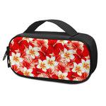 Red Hibiscus Plumeria Pattern Print Insulin Cooler Travel Case