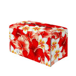 Red Hibiscus Plumeria Pattern Print Leather Tissue Box Cover