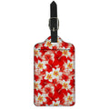 Red Hibiscus Plumeria Pattern Print Luggage Tag