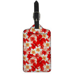 Red Hibiscus Plumeria Pattern Print Luggage Tag