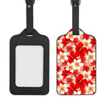 Red Hibiscus Plumeria Pattern Print Luggage Tag