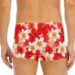 Red Hibiscus Plumeria Pattern Print Men's Short Boxer Briefs