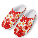 Red Hibiscus Plumeria Pattern Print Mesh Casual Shoes