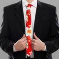 Red Hibiscus Plumeria Pattern Print Necktie