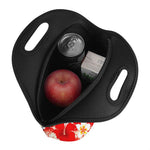 Red Hibiscus Plumeria Pattern Print Neoprene Lunch Bag