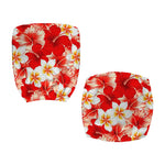 Red Hibiscus Plumeria Pattern Print Office Chair Cover
