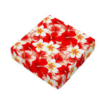 Red Hibiscus Plumeria Pattern Print Outdoor Seat Cushion Cover