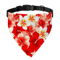 Red Hibiscus Plumeria Pattern Print Over The Collar Dog Bandana