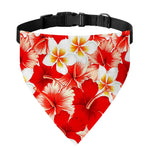 Red Hibiscus Plumeria Pattern Print Over The Collar Dog Bandana