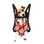 Red Hibiscus Plumeria Pattern Print Pet Carrier Backpack