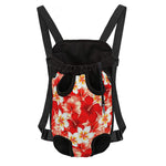 Red Hibiscus Plumeria Pattern Print Pet Carrier Backpack