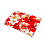 Red Hibiscus Plumeria Pattern Print Pet Cooling Mat Cover