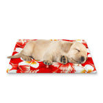 Red Hibiscus Plumeria Pattern Print Pet Cooling Mat Cover