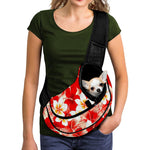 Red Hibiscus Plumeria Pattern Print Pet Sling Carrier