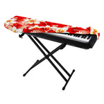 Red Hibiscus Plumeria Pattern Print Piano Keyboard Cover