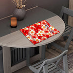 Red Hibiscus Plumeria Pattern Print Placemat