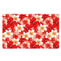 Red Hibiscus Plumeria Pattern Print Polyester Doormat