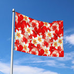 Red Hibiscus Plumeria Pattern Print Polyester Flag