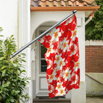 Red Hibiscus Plumeria Pattern Print Polyester Flag
