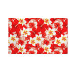 Red Hibiscus Plumeria Pattern Print Polyester Flag