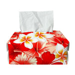 Red Hibiscus Plumeria Pattern Print Rectangle Tissue Box Cover