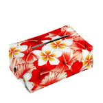 Red Hibiscus Plumeria Pattern Print Rectangle Tissue Box Cover