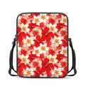 Red Hibiscus Plumeria Pattern Print Rectangular Crossbody Bag