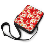 Red Hibiscus Plumeria Pattern Print Rectangular Crossbody Bag