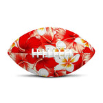 Red Hibiscus Plumeria Pattern Print Rugby Ball