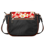 Red Hibiscus Plumeria Pattern Print Saddle Bag