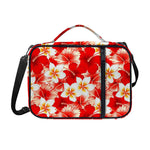 Red Hibiscus Plumeria Pattern Print Shoulder Strap Bible Bag