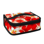 Red Hibiscus Plumeria Pattern Print Small Lunch Bag