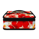 Red Hibiscus Plumeria Pattern Print Small Lunch Bag