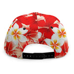 Red Hibiscus Plumeria Pattern Print Snapback Cap