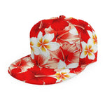 Red Hibiscus Plumeria Pattern Print Snapback Cap