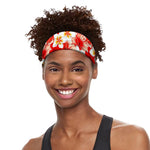 Red Hibiscus Plumeria Pattern Print Sports Headband
