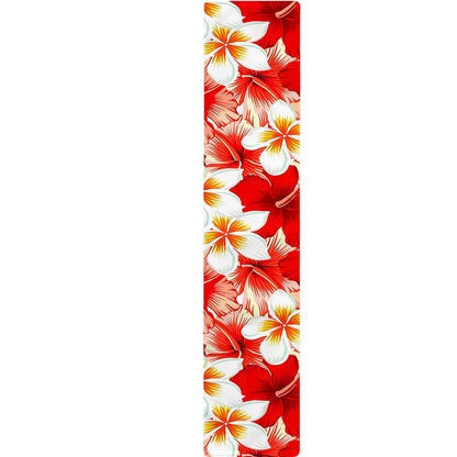 Red Hibiscus Plumeria Pattern Print Table Runner