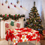 Red Hibiscus Plumeria Pattern Print Tablecloth