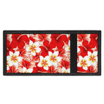 Red Hibiscus Plumeria Pattern Print Trifold Wallet