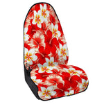 Red Hibiscus Plumeria Pattern Print Waterproof Car Seat Cover