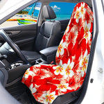 Red Hibiscus Plumeria Pattern Print Waterproof Car Seat Cover