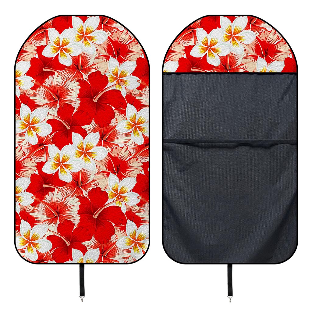 Red Hibiscus Plumeria Pattern Print Waterproof Car Seat Cover